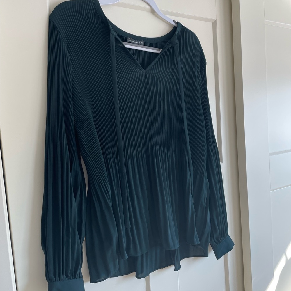 Adrianna Papell pleated long sleeve blouse, size L. - Picture 6 of 9